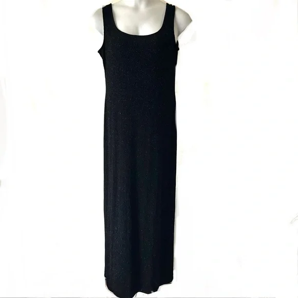 Alex Evenings Long Black Sparkly Dress Sz 14 Sleeveless Holiday Party Event - Picture 1 of 6